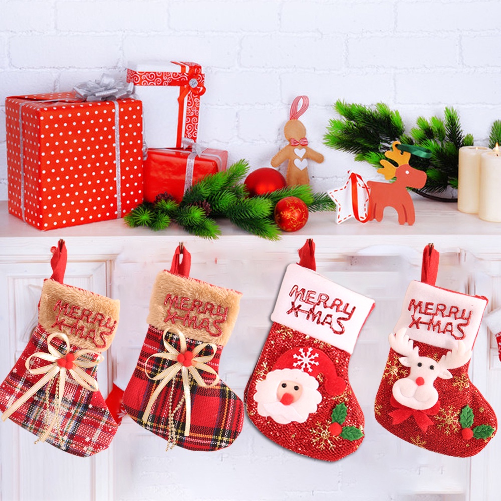 Tất Đựng Quà Giáng Sinh / Năm Mới Hình Ông Già Noel / Tuần Lộc / Tuần Lộc / Cây Thông