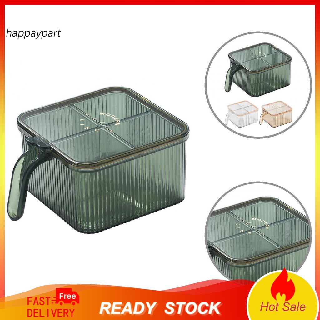 Hộp đựng gia vị 4 ngăn sức chứa lớn chống vỡ dễ vệ sinh tiện dụng dành cho nhà bếp