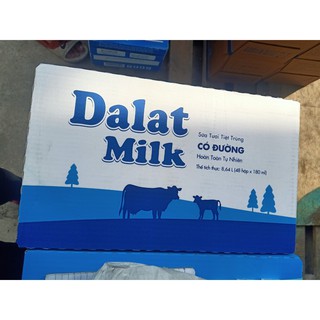 Sữa Tươi Tiệt Trùng Đà Lạt 180ml x 48 hộp (Có Đường / Ít Đường/Không đường/)
