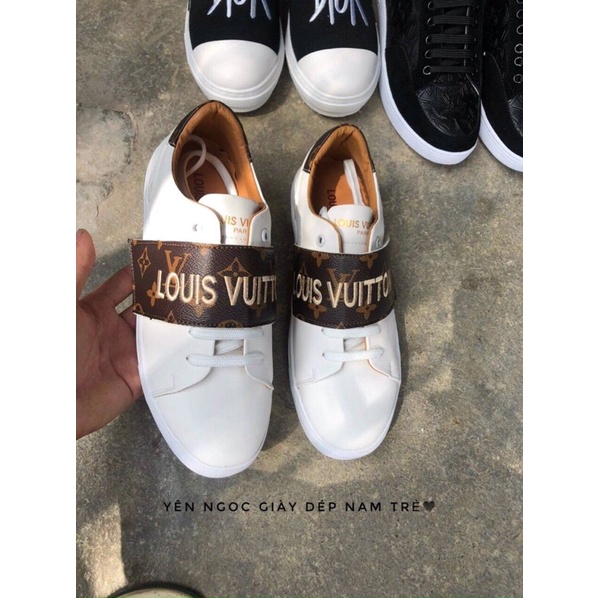 Giày thể thao louis vuton siêu cấõõ giày lười slipon LV trắng quai vát Full Bill Full box }