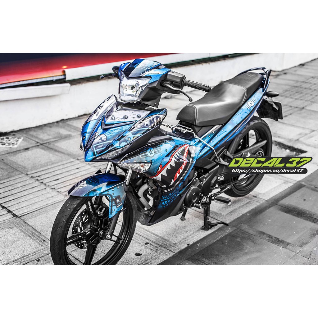 Tem Trùm Exciter 150 Shark xanh bạc