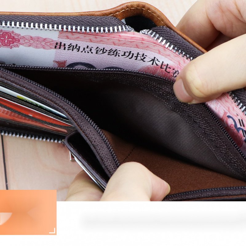 Mới Ví Da pu Dáng Ngắn Cỡ Lớn Đựng Thẻ / Tiền Xu Có Khóa Kéo Thời Trang Cho Nam