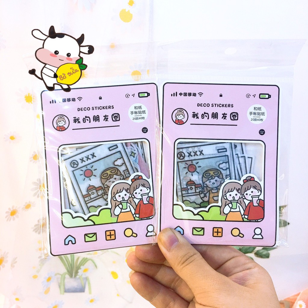 Sticker Cute Anime Dễ Thương 40 Miếng Stickers Dán Trang Trí Góc Học Tập Sổ Tay Mũ Bảo Hiểm Shop Có Washi Tape Chiết