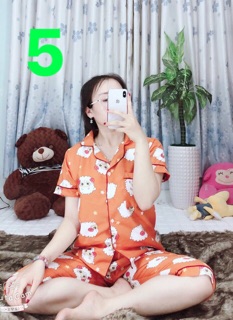 Pizama kate quần lửng full viền