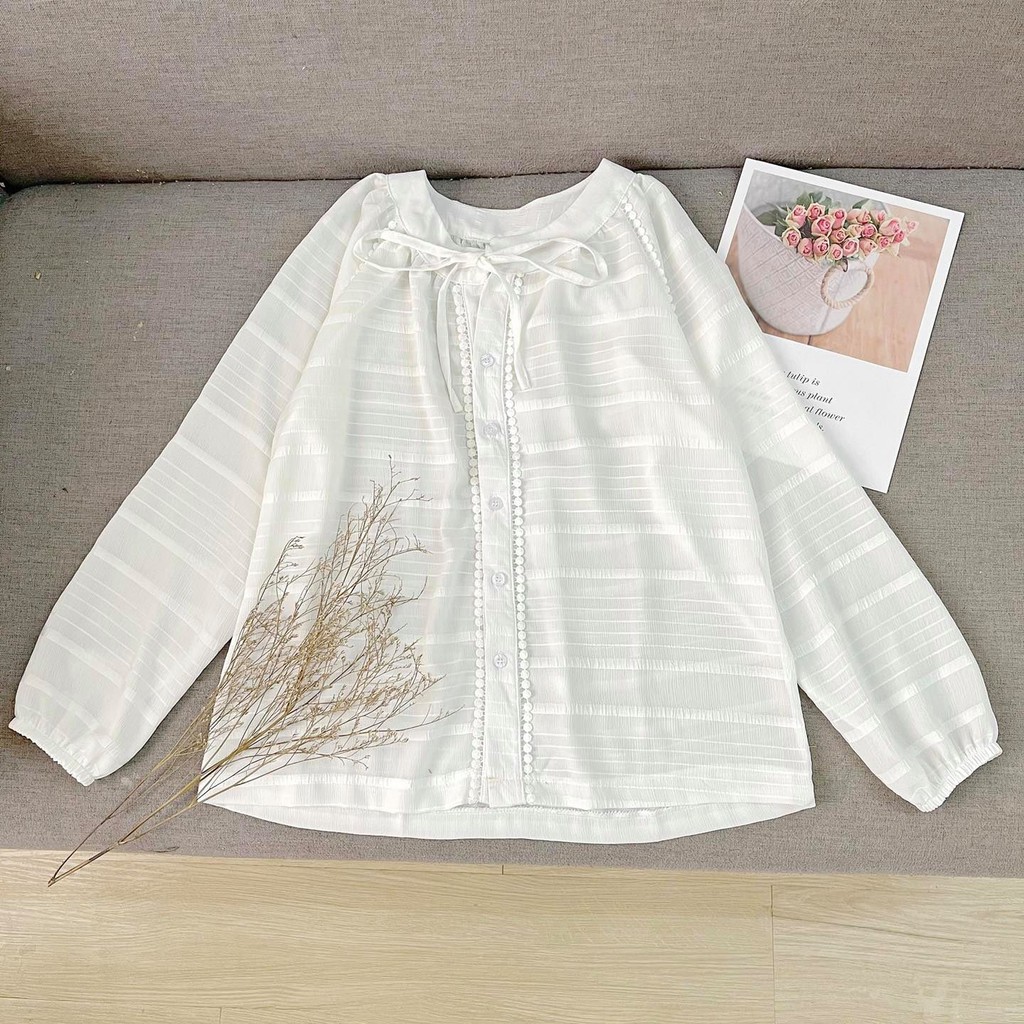 (MẪU MỚI-FREESHIP) ÁO XÔ REN NƠ CỔ❤️❤️❤️ (CHIBEST)_CB083