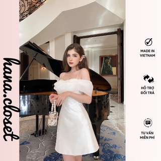 Váy nữ đi tiệc đầm 2 dây nơ xoắn ngực sang chảnh thích hợp đi đám cưới đi chơi hẹn hò