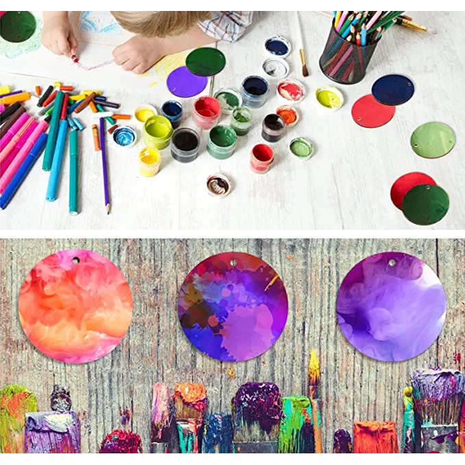 Set 50 Miếng Gỗ Tròn Trống Chưa Hoàn Thành Có Lỗ Mặt Dây Chuyền Để Trang Trí, Tô Màu Decor | Size 5cm