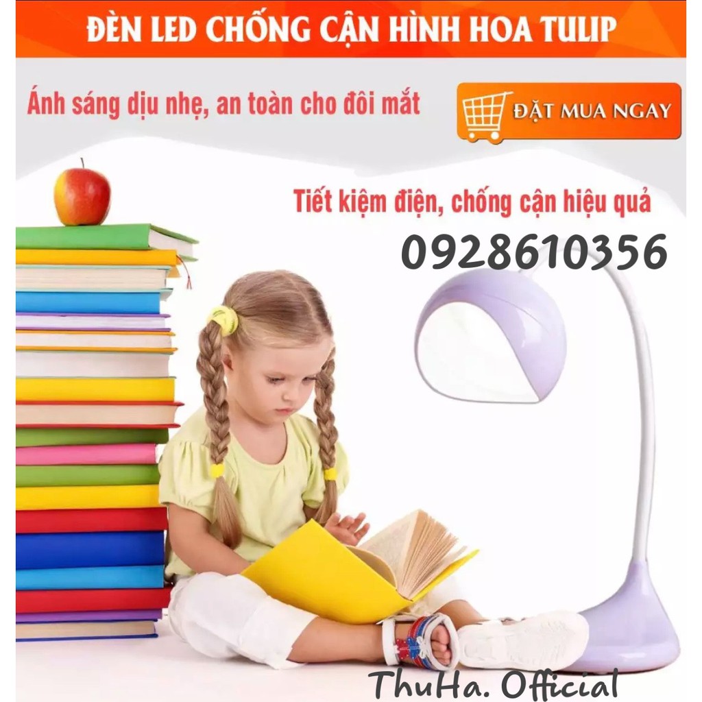 VIDEO-Đèn học sạc tích điện chống cận cảm ứng hình hoa Tuylip,3 mức chiếu sáng, Pin hoạt động 6-8 tiếng