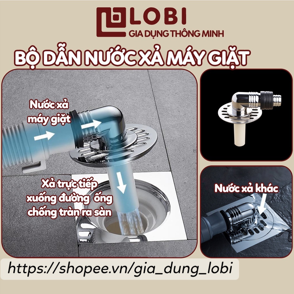Bộ thoát nước máy giặt, thoát nước thải lắp thoát sàn, ngăn mùi hình chữ L