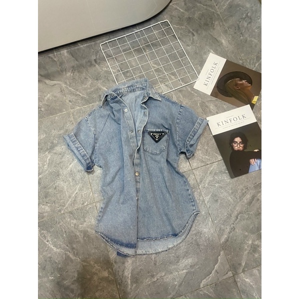 Áo sơ mi bò logo pd túi ngực b120