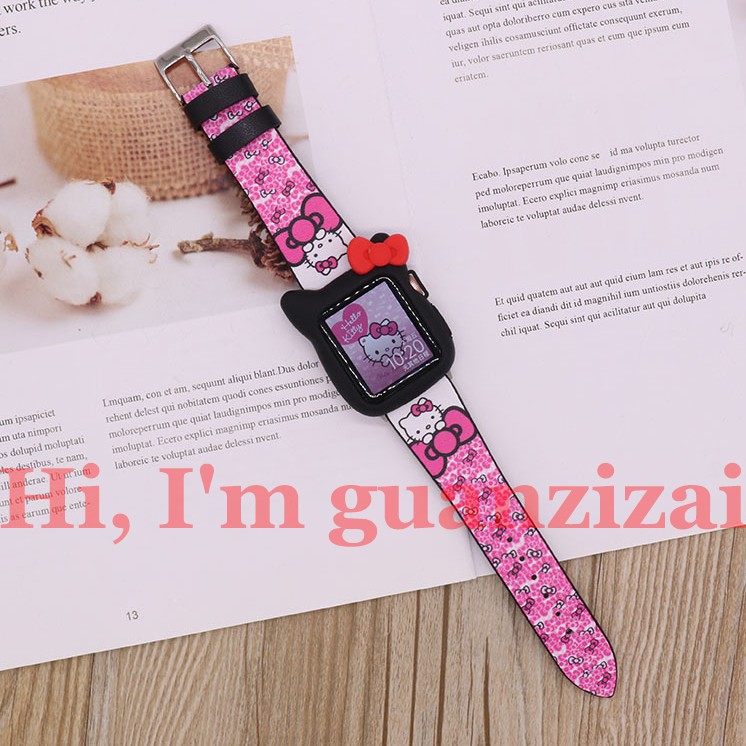 Ốp silicon hình mèo Hello Kitty xinh xắn dành cho đồng hồ thông minh Apple Watch Series 5/4/3 / 2 / 1 (38 / 42mm/40mm/44mm)