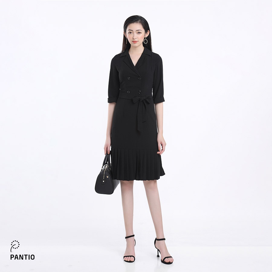 Đầm dạo phố chất liệu cotton cổ vest dáng suông FDC12693 - PANTIO