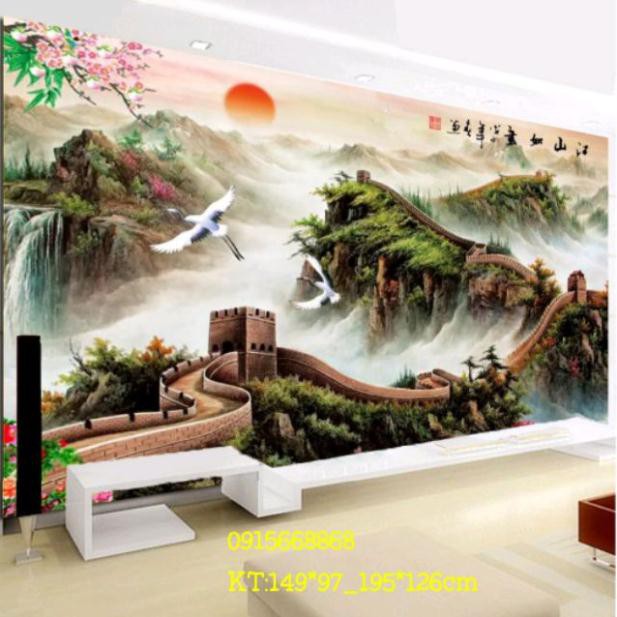 sale sốc Tranh thêu chữ thập Vạn lý trường thành KT 195*126cm tranhđẹp