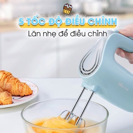 [Mã ELHA22 giảm 5% đơn 300K] Máy đánh trứng đánh kem cầm tay nhỏ gọn tiện lợi Bear DDQ-B02P5 màu xanh chính hãng