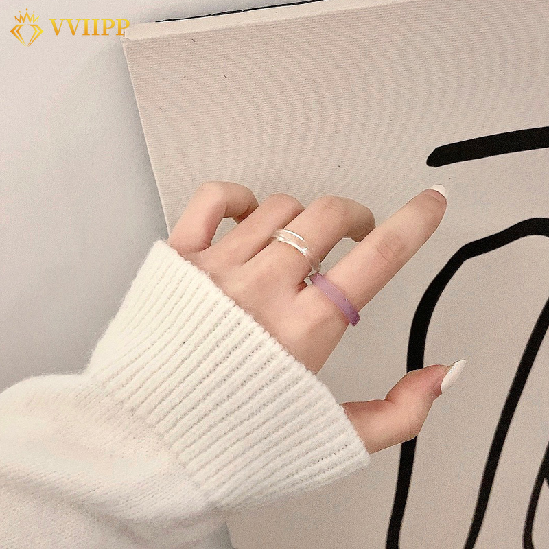 Nhẫn nhựa acrylic nhiều màu tùy chọn thời trang Hàn Quốc