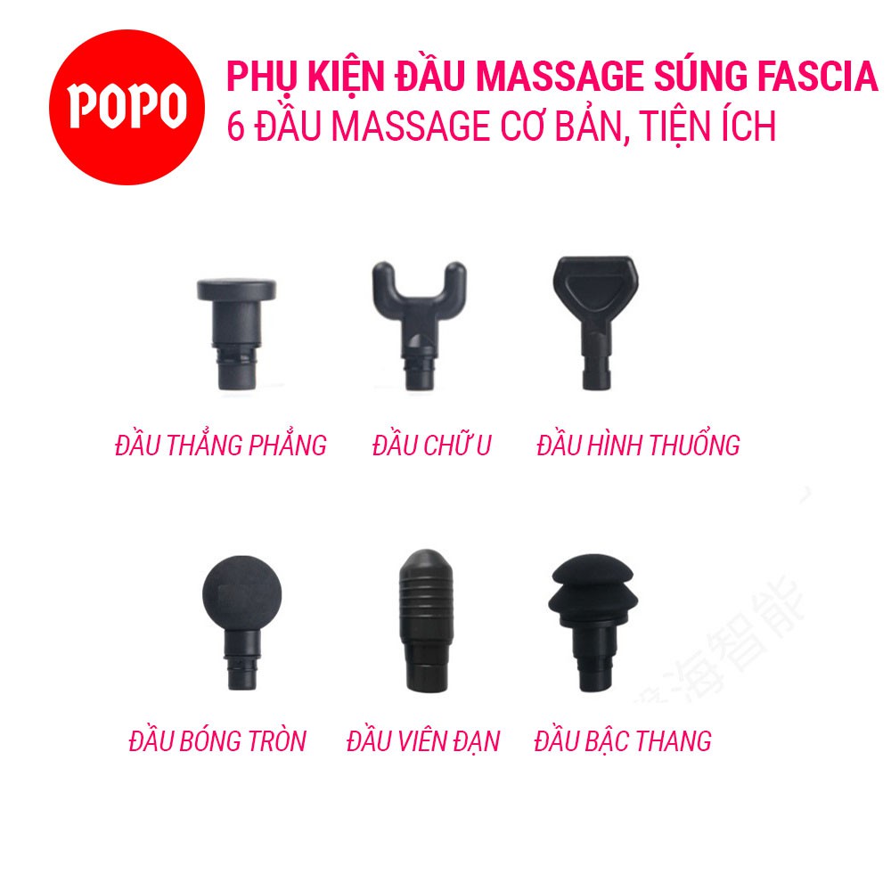 Phụ kiện đầu massage cho máy massage Fascia Fun chất liệu cao cấp, an toàn, dễ dàng thay thế đầu phù hợp bài tập POPO