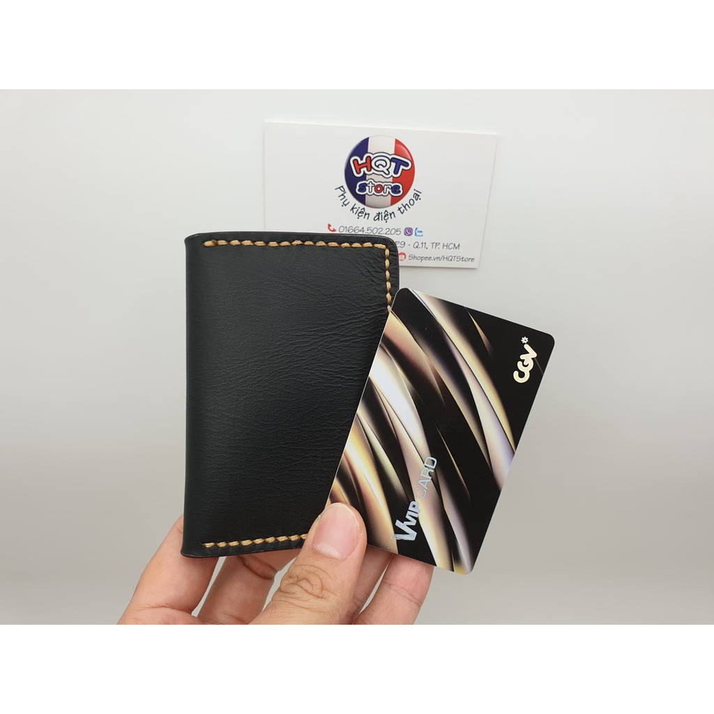 Ví da đựng Name Card HUTIS 01 Handmade bằng da bò thật 100%