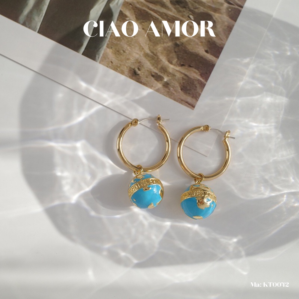 Khuyên tai nữ, bông tai qủa địa cầu Trang sức Ciao Amor - Mã KT0042