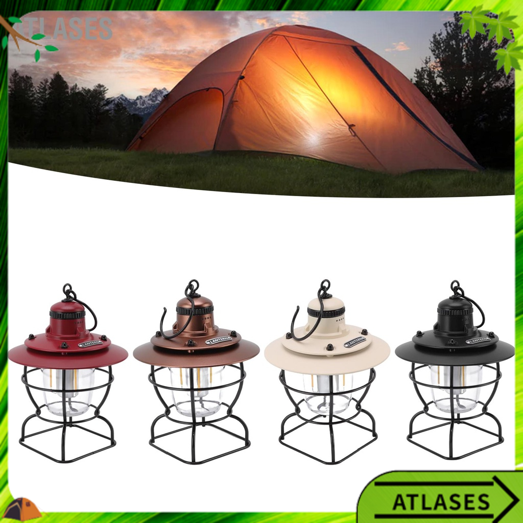 Đèn cắm trại LED lồng chiếu sáng Đa chức năng Ngoài trời Di động Phong cách Retro với Pin sạc　Atlases～