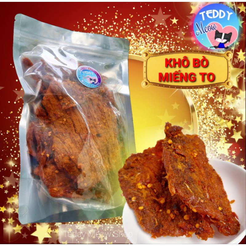Teddy Meow - Khô Bò Miếng To Nguyên Chất Daklak 100% Nhà Làm, mềm ngon đặc biệt, chất lượng (Túi zip 250gr - 500gr)