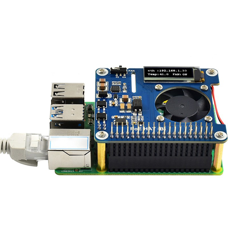 for Raspberry Pi Power over Ethernet HAT (B) for Raspberry Pi 3B + / 4B and 802.3Af PoE Network