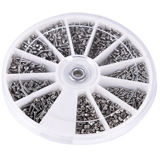 12 kinds of screw nuts assortment kit m1 m1.2 m1.4 m1.6 with plastic box for watches glassess