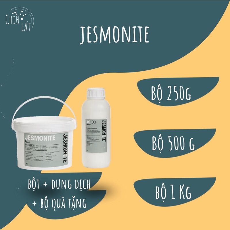Bột và dung dịch Jesmonite - bộ kit nghệ thuật làm đồ DIY độc đáo, đính kèm bộ quà tặng gồm khuôn, màu...