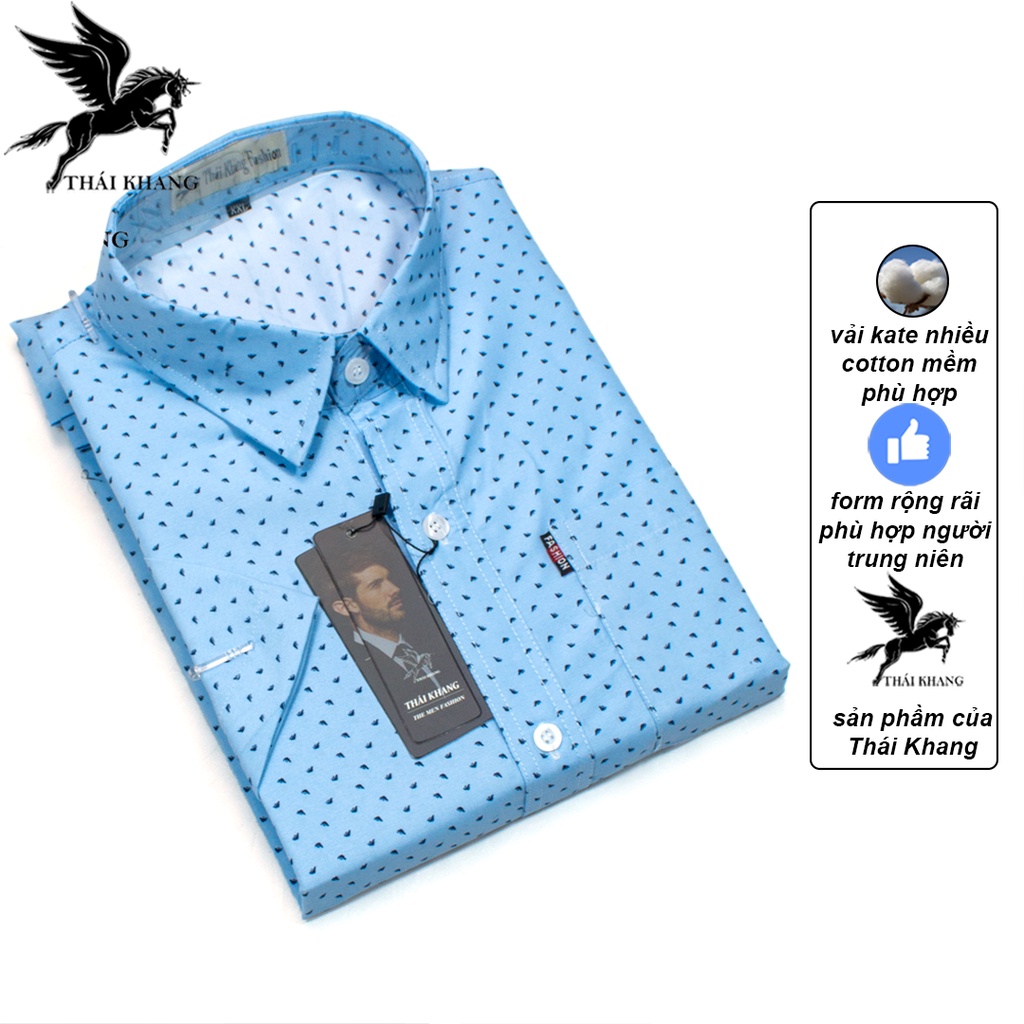 Áo sơ mi nam tay ngắn trung niên họa tiết vải kate mềm mát loại áo sơ mi họa tiết trung niên form rộng OG1