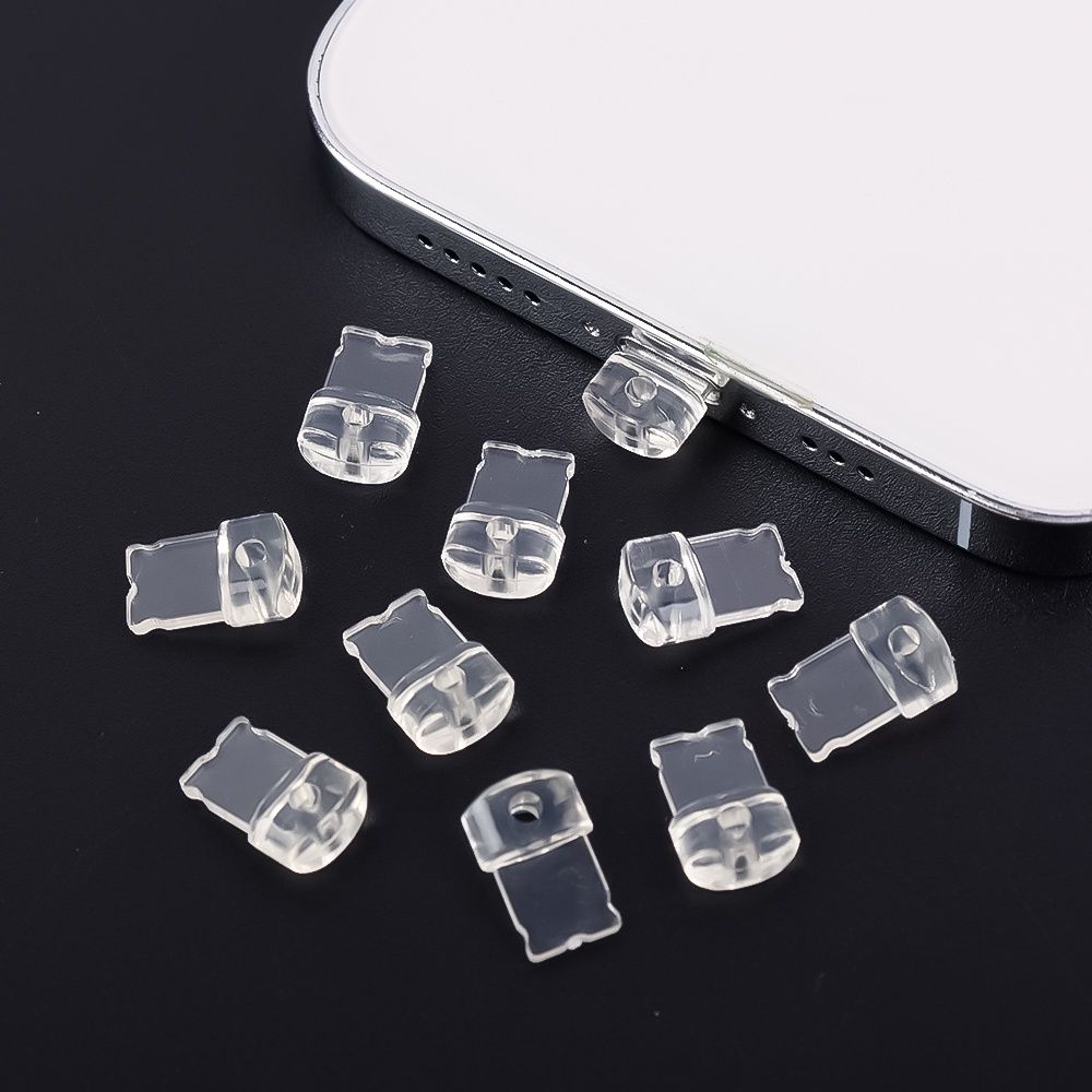 Nắp Đậy Cổng Sạc Type C Chống Bụi 3.5mm Màu Trong Suốt Cho Điện Thoại DIY