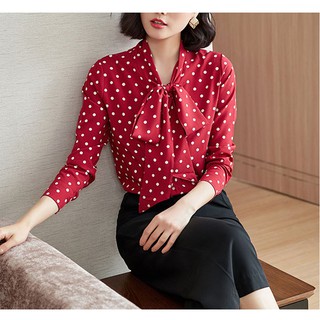 Áo Sơ Mi Nữ Kiểu Kết Cổ Nơ Phi Lụa BY3342