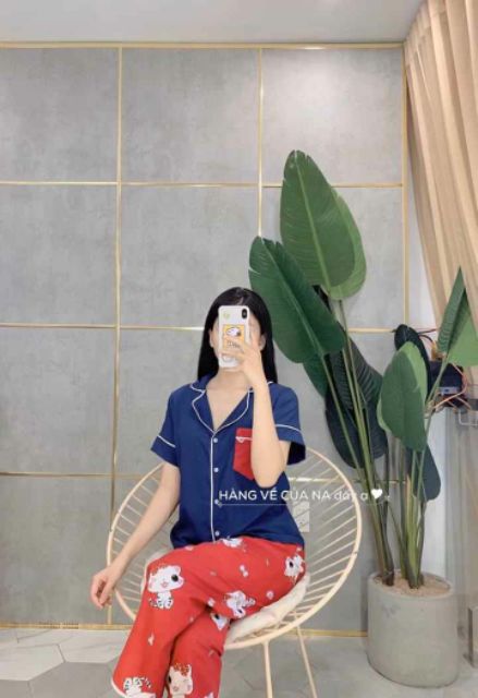 [Mã WA1606 giảm 15% đơn 99k] Bộ lụa phối kate thái tay ngắn quần dài | BigBuy360 - bigbuy360.vn