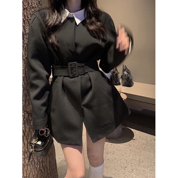 TKLIHN Set váy DẠ tiểu thư ULZZANG mix Áo sơ mi hot trend 2022