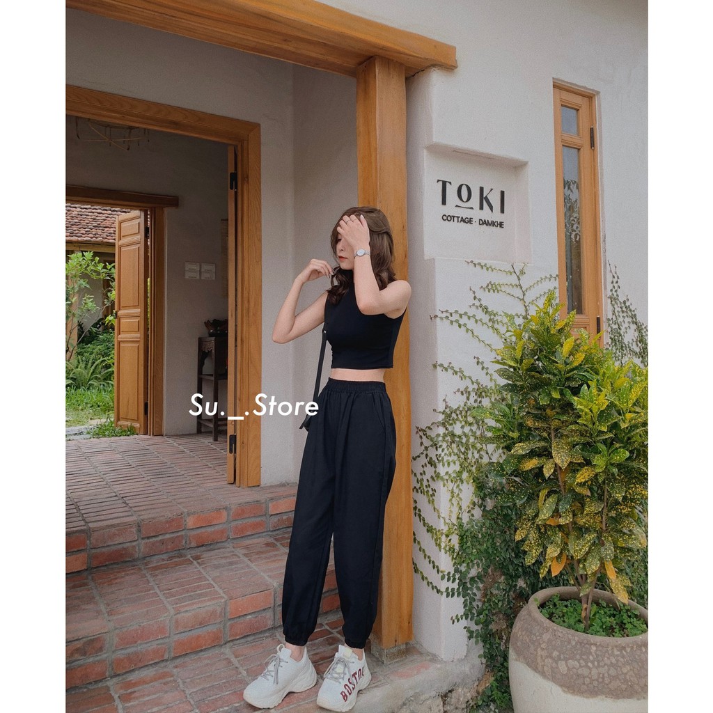 Quần jogger thô trơn lưng chun Q372 SUSTORE