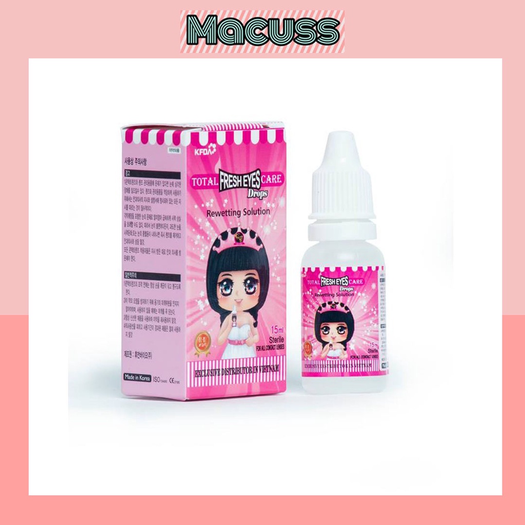 Nước ngâm lens và nhỏ mắt FRESH EYES nước rửa lens chai lớn 150ml, nước nhỏ, dụng cụ đeo lens chuyên dụng