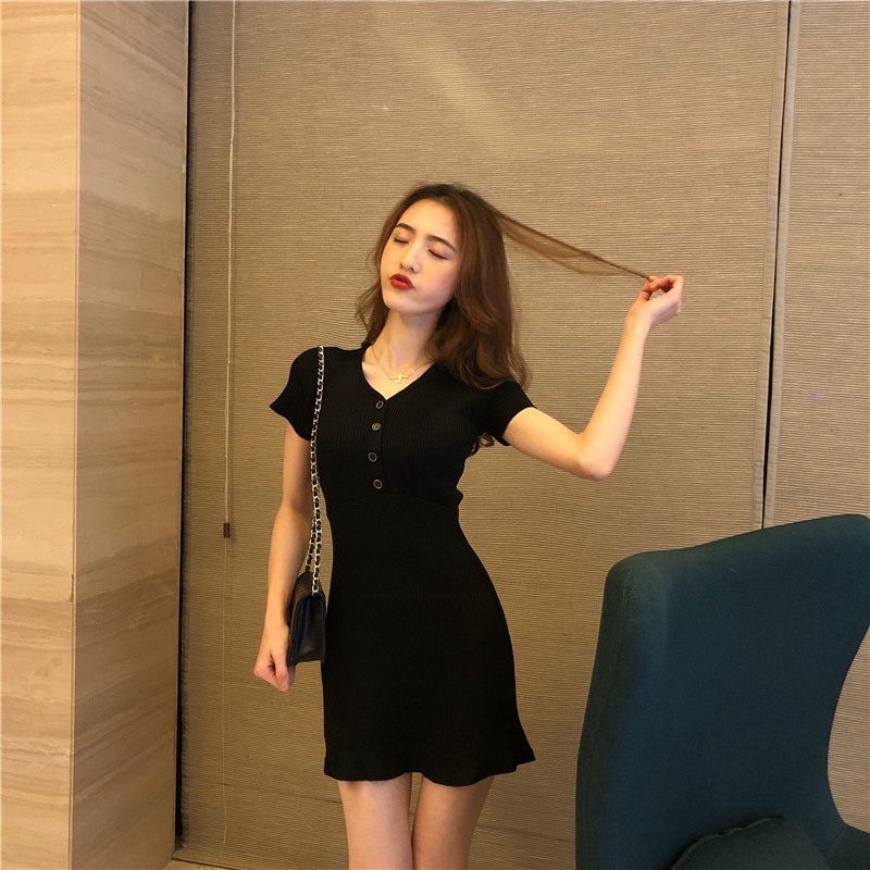 FREESHIP ĐƠN 99K_ Đầm dệt kim tay dài dáng ôm phong cách vintage | BigBuy360 - bigbuy360.vn