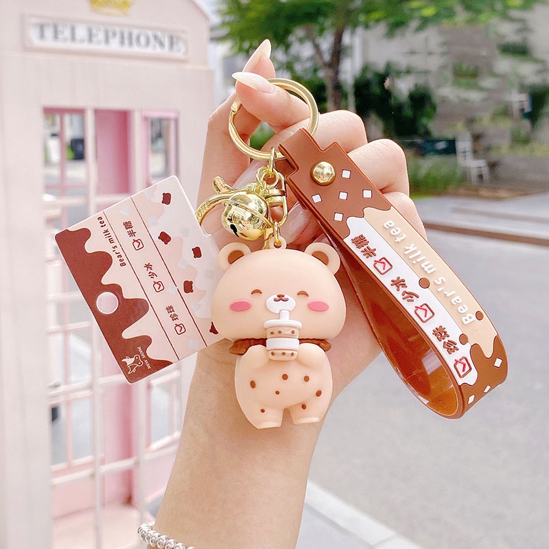 Móc khóa trà sữa đôi xinh xắn dễ thương chất liệu PVC độc đáo làm quà tặng kỉ niệm, trang trí balo túi xách-Ráp