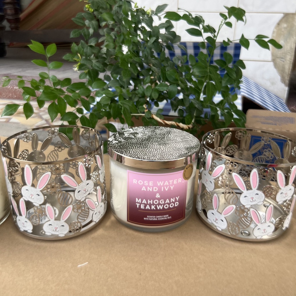 Candle Holder - Chân đế nến thơm Bath & Body Works hoạ tiết thỏ trắng