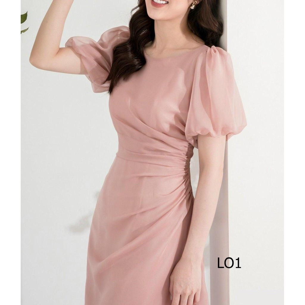 Đầm voan hồng, đầm dạo phố thanh lịch NEVI T137 | BigBuy360 - bigbuy360.vn