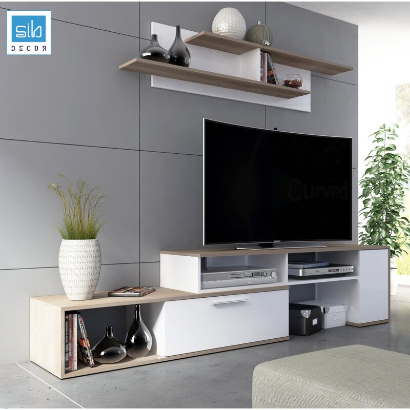 Combo Kệ Tivi Để Sàn Và Treo Tường Cho Phòng Khách Chiều Dài Từ 150cm - 250cm SIB Decor