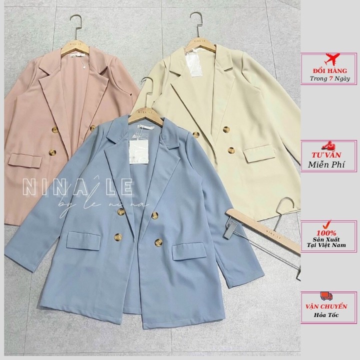 Áo vest blazer dài tay nữ 4 cúc kiểu hàn quốc màu hồng xanh be thời trang nữ phong cách YoLo-Fashion
