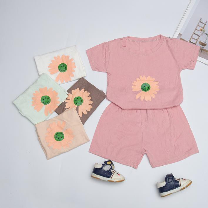 Bộ Cộc Tay Đơn Hoa Cúc, Bộ Quần Áo Phông Cho Bé Vải Cotton Cao Cấp, Mềm Mịn Thoáng Mát - Quần Áo Trẻ Em Cao Cấp