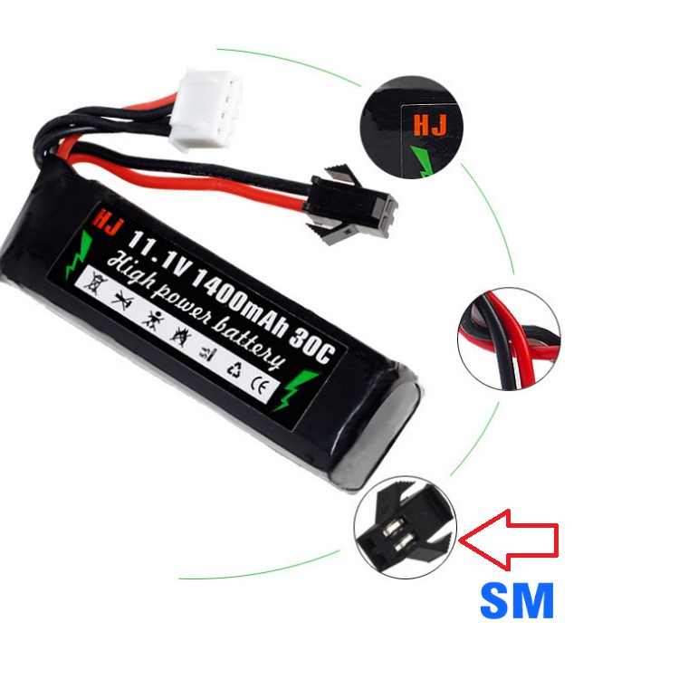 Pin 11.1v 1400mah 30C mã 501855 cho xe mô hình điều khiển