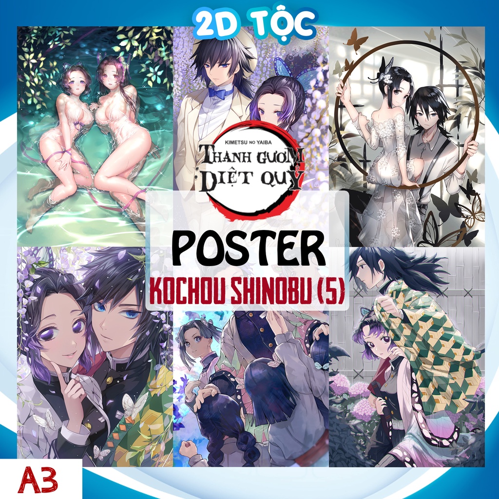 TRANH POSTER A3 dán tường Kochou Shinobu  (5) Anime Manga Kimetsu No Yaiba - 2D Tộc Shop