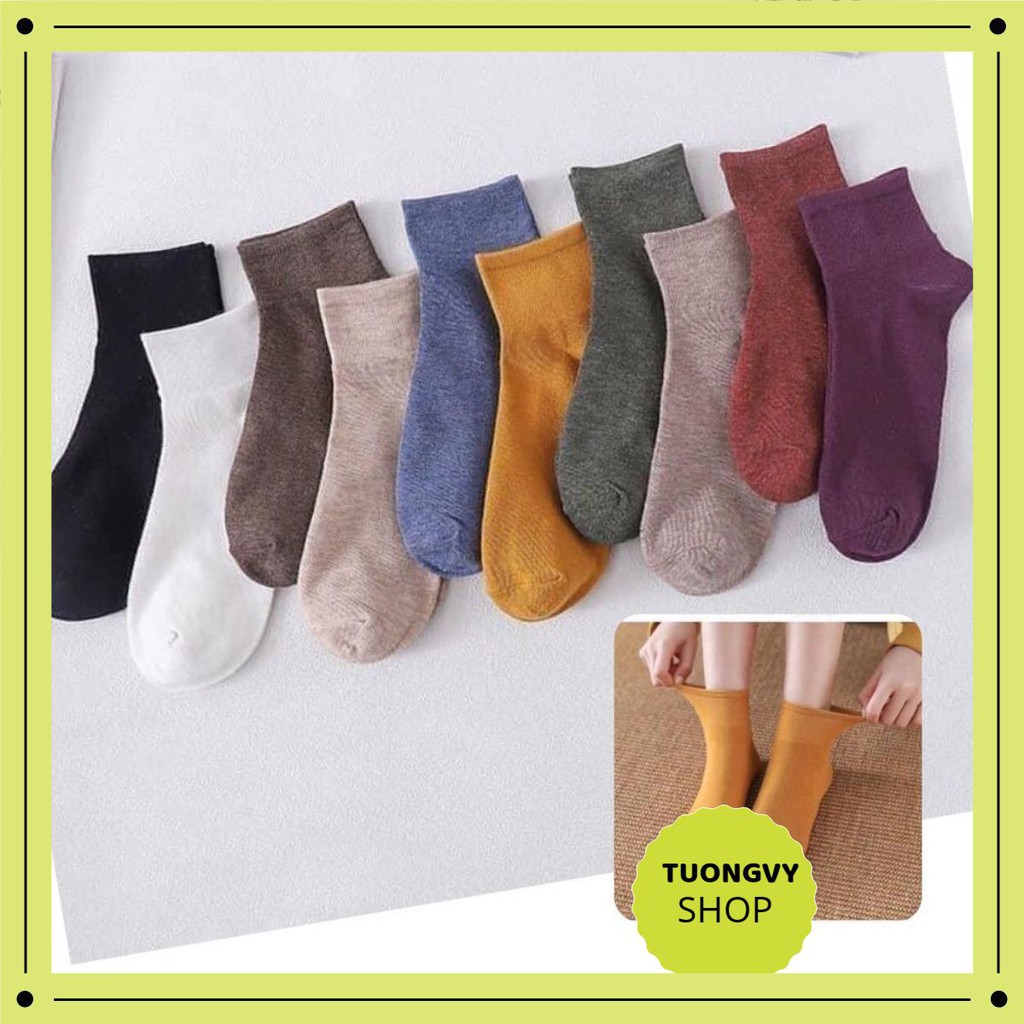 Tất nữ cổ trung FREESHIP Set 5 Đôi Tất Nữ Cổ Trung Thể Thao Kháng Khuẩn Chống Hôi Chân Bít Tất Dệt Kim