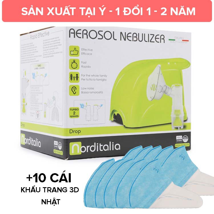 [Cam kết sản xuất tại Ý] Máy xông khí dung, máy xông mũi họng Norditalia Nebulizer Drop