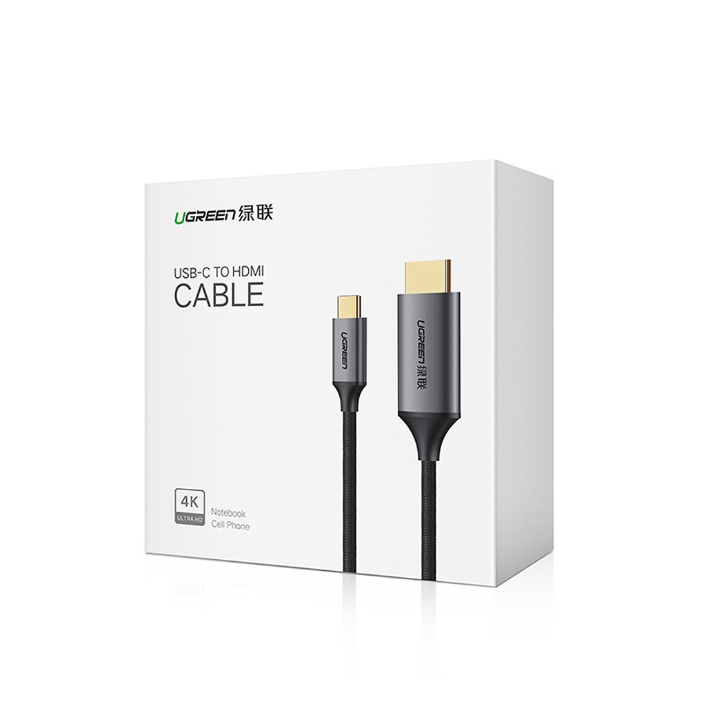 Cáp USB Type C To Hdmi Dài 2m Ugreen 50571 Hỗ Trợ 3D,4K- Hàng Chính Hãng - Bảo hành 18 tháng