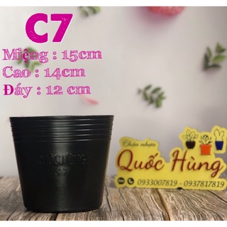 Chậu nhựa đen trồng cây C7 thương hiệu Quốc Hùng ( dày dặn - siêu chịu nhiệt )