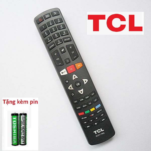 Điều khiển tivi TCL RC311 FMI3 smart internet loại bản to  - tặng kèm pin -  Remote tivi TCL RC311 FMI3 bản to dài