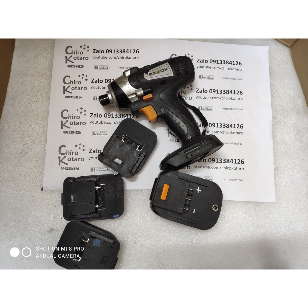 Đế chuyển pin máy khoan, vit PAOCK PMD-12IM dùng pin S2-S3 12V NiCD sang dùng hộp pin cài Makita LXT