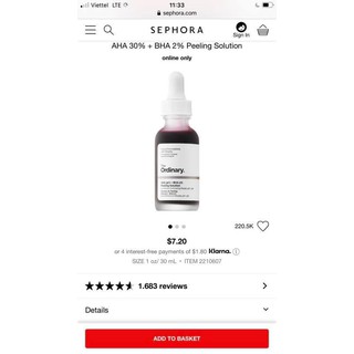 The Ordinary AHA 30% + BHA 2% Peeling Solution